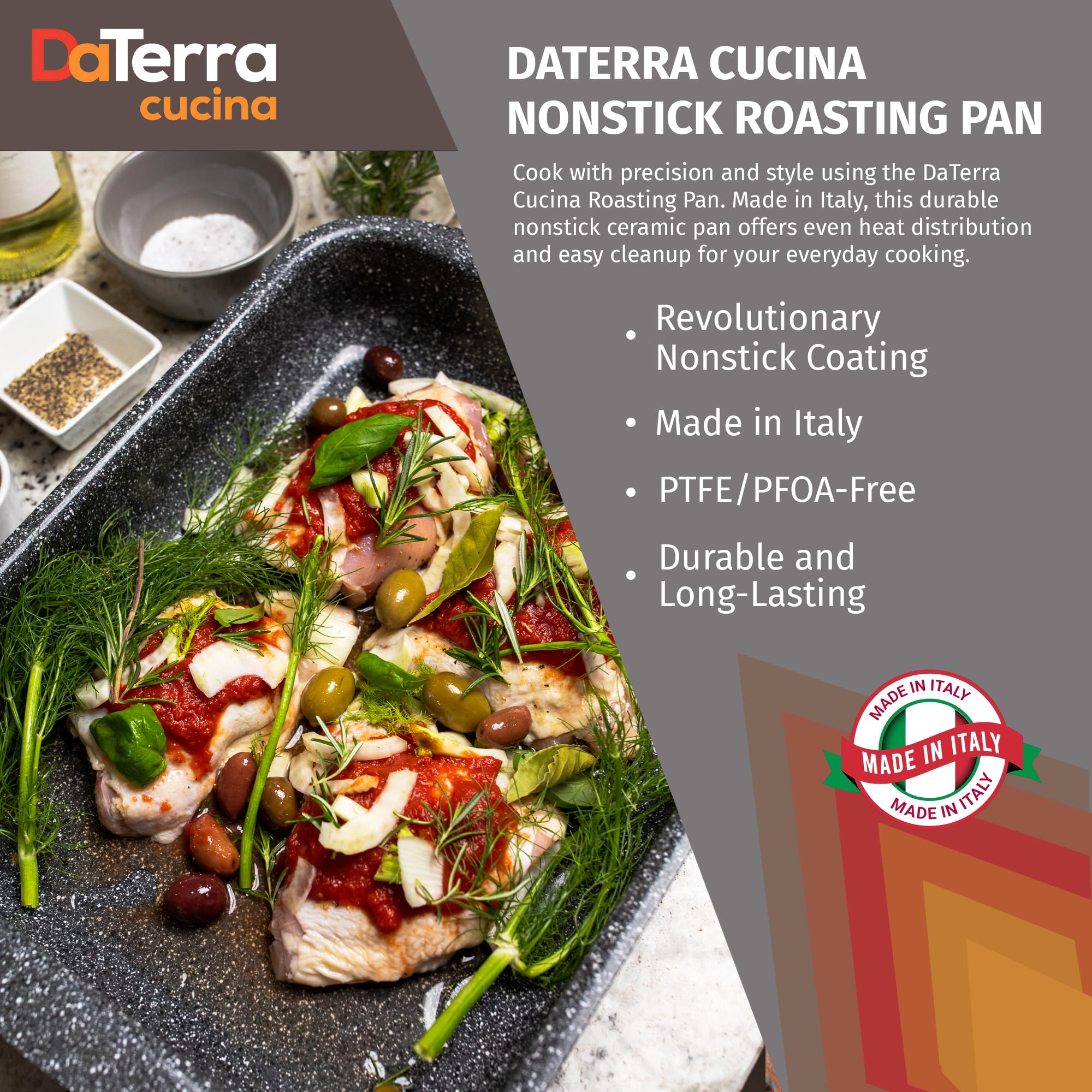 DaTerra Cucina lasagna pan view showcases deep, layer-ready baking space