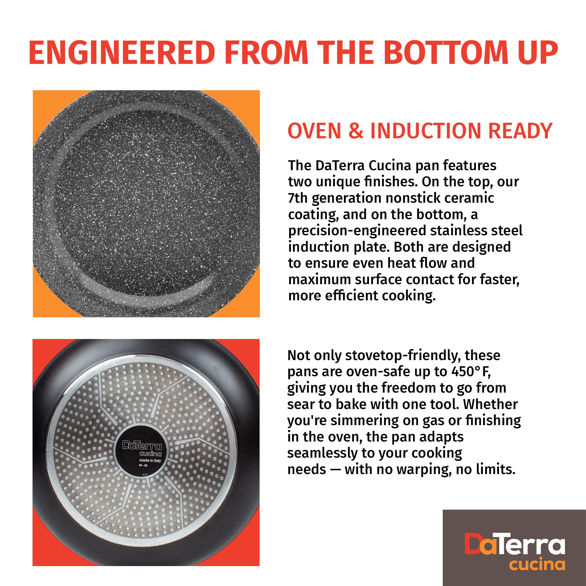 DaTerra Cucina volcanic black speckled exterior adds style to everyday cooking.