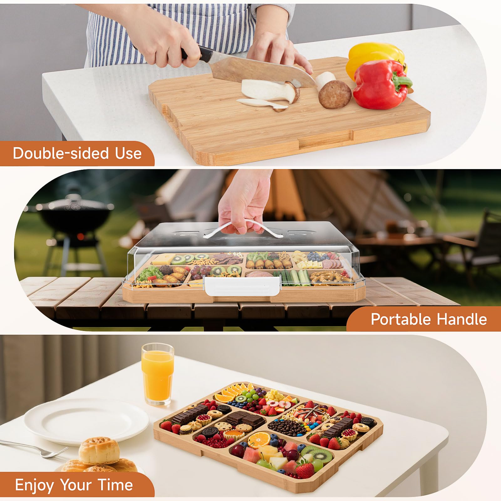 Datichee portable lid with handle keeps contents secure during transport.