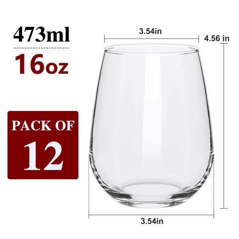 Datttcc 16oz stemless wine glasses deliver generous pours for banquets and celebrations