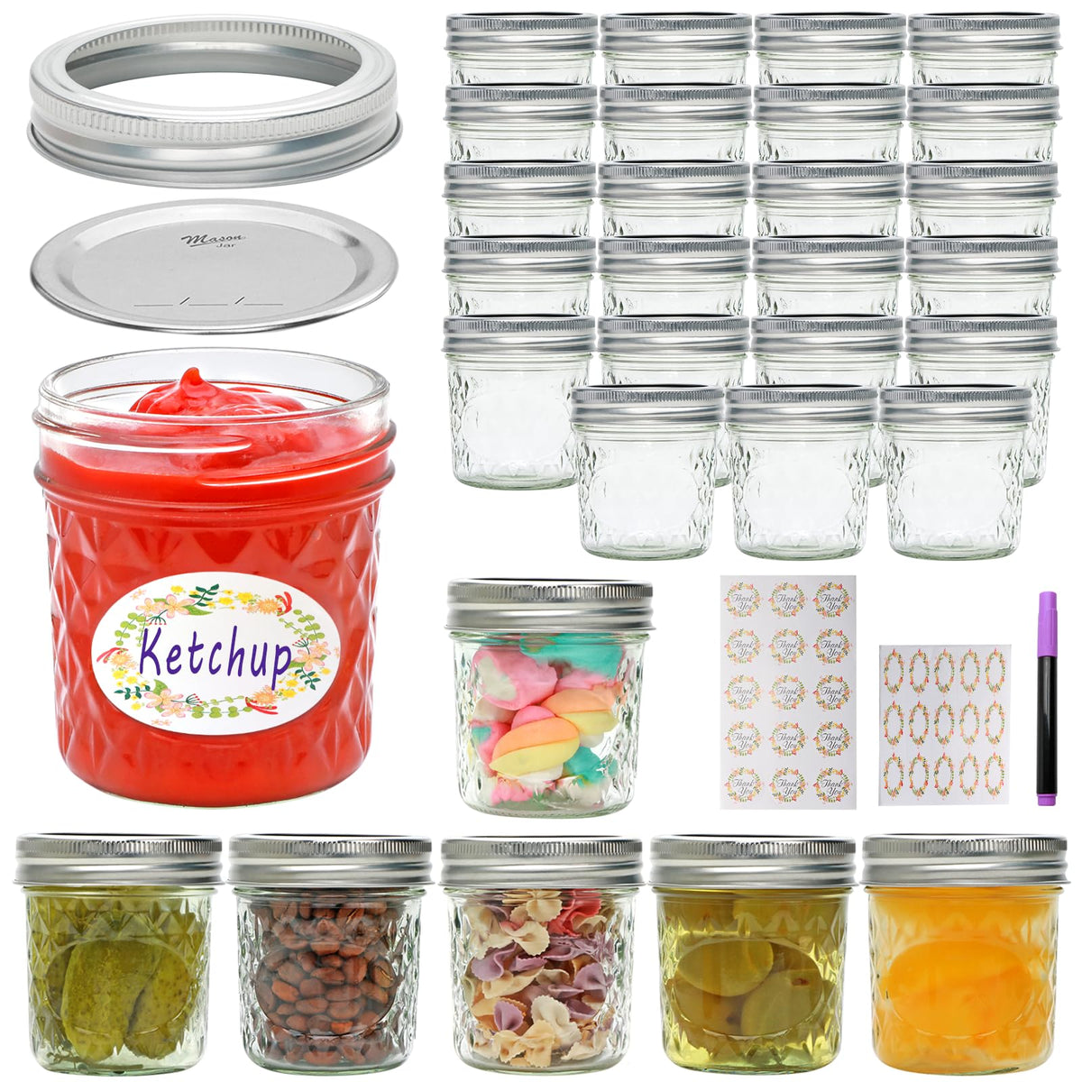 Datttcc 6oz mason jar pour shows smooth pouring for sauces and spices.