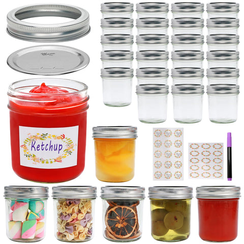 Datttcc Mason jar with regular lid, 6 oz capacity, storing spices.