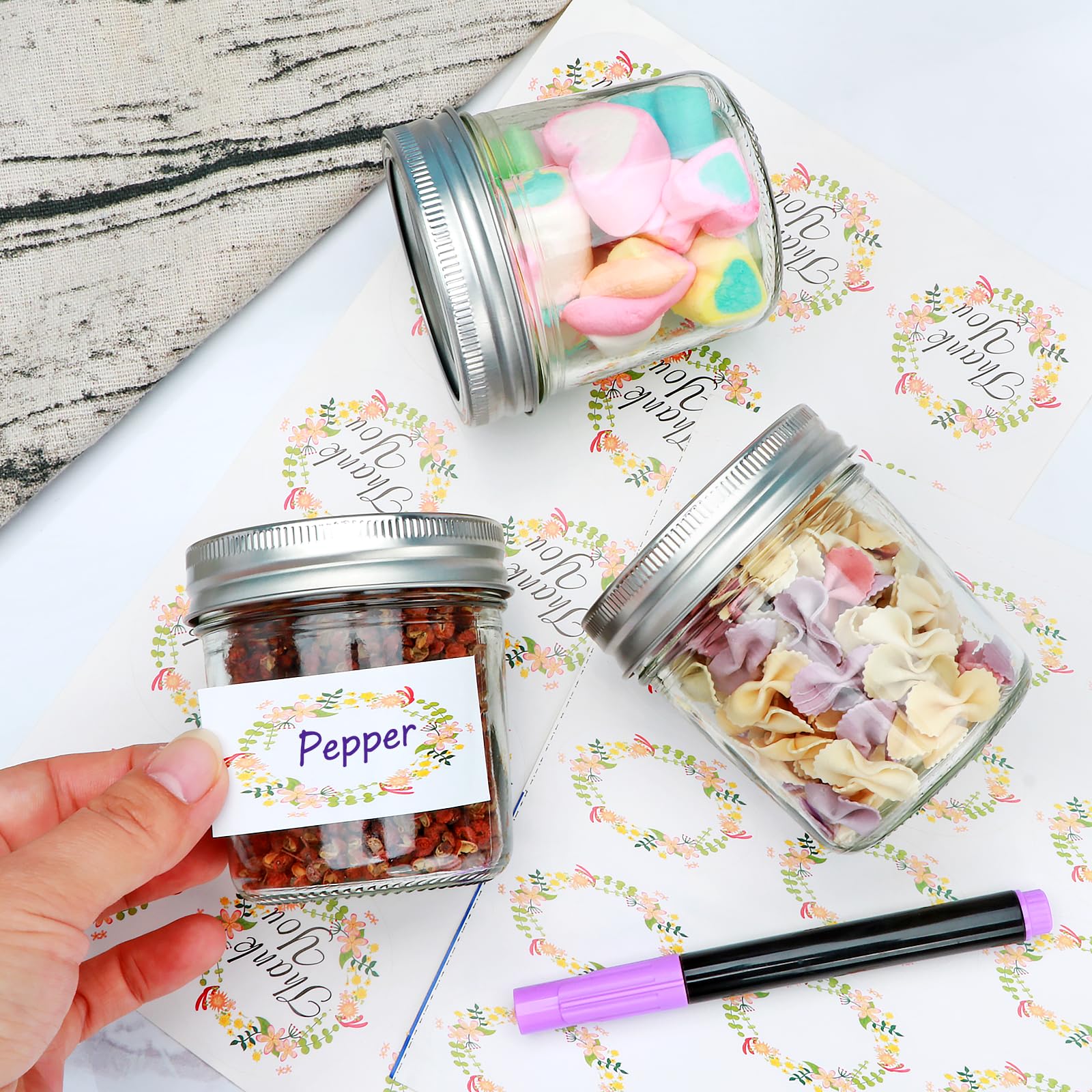Datttcc 6 oz jars organize pantry cabinets.