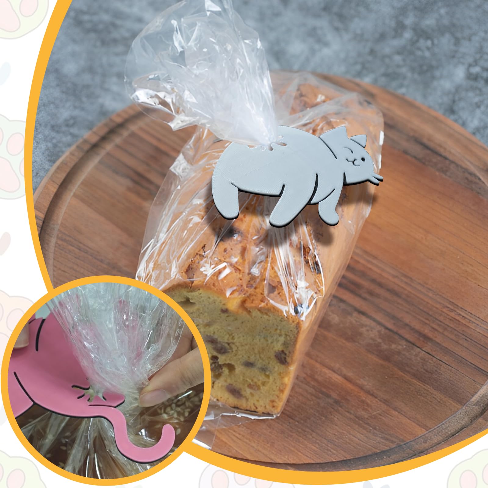 DAUCHVNY cat butt bread clip blue seals chips for longer freshness.