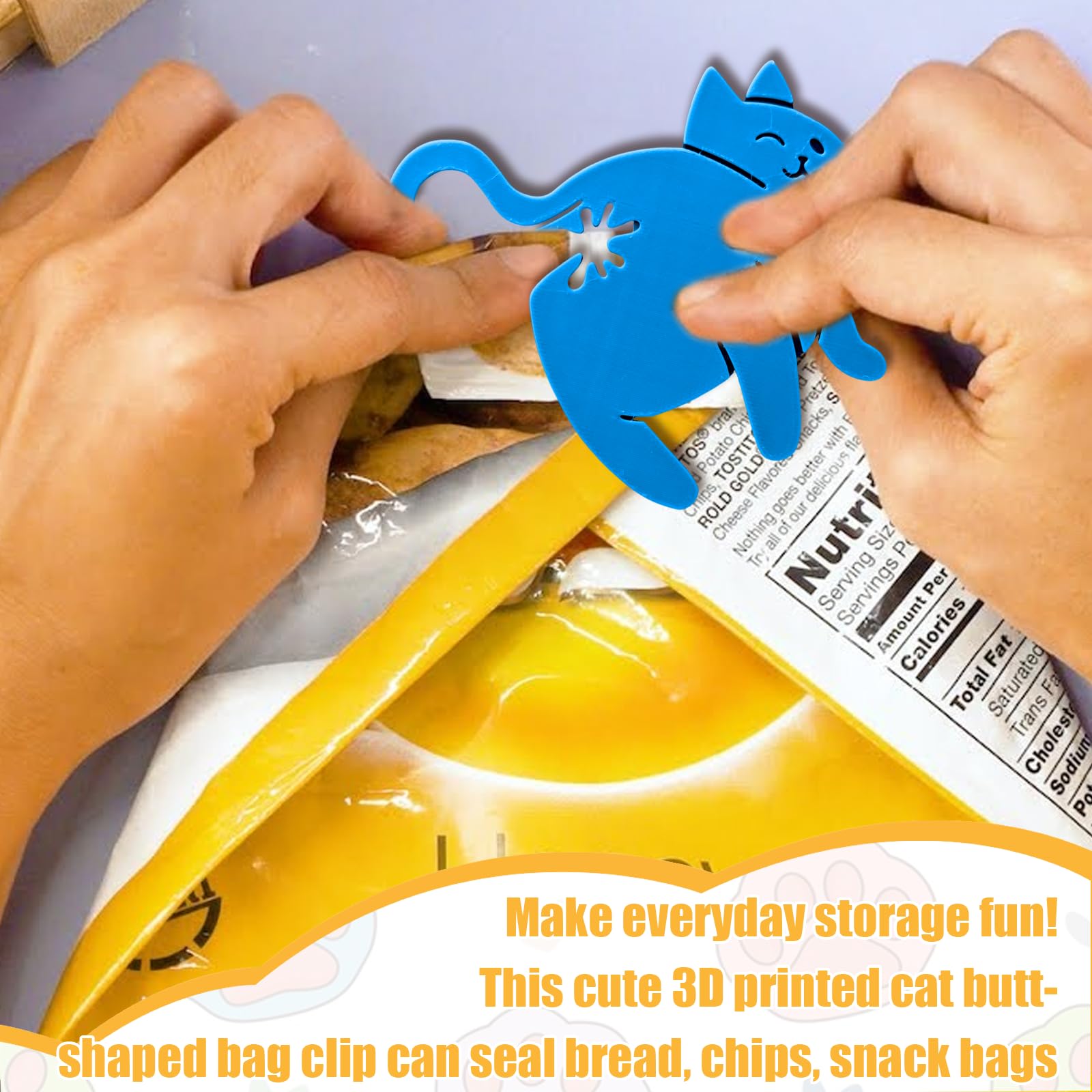 DAUCHVNY cat butt bread clip orange reusable kitchen accessory.