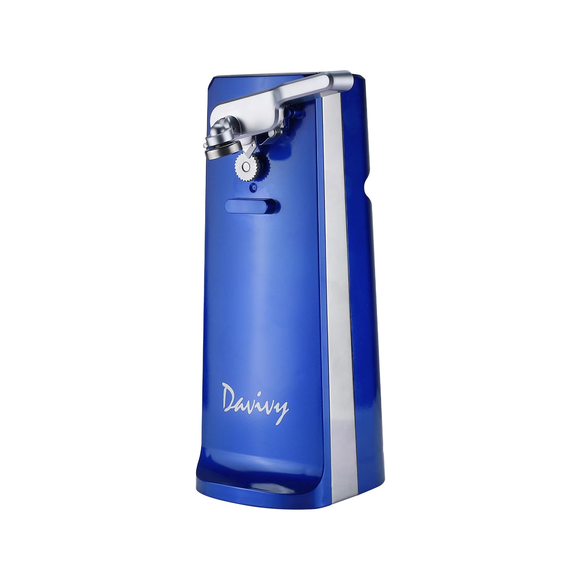 Davivy Electric Can Opener on blue base for stable operation