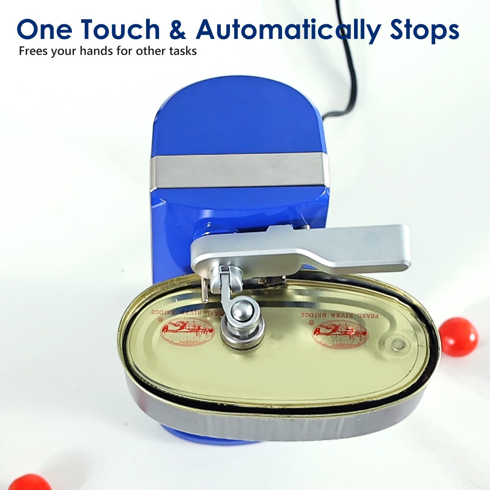 One-touch lid opening on Davivy electric can opener