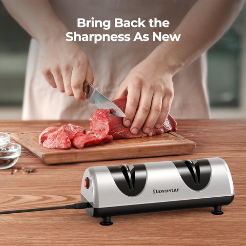 Dawnstar sharpener side profile on a countertop for compact storage