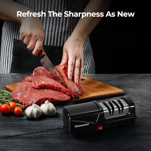 Dawnstar knife sharpener shows diamond abrasives for a sharper edge