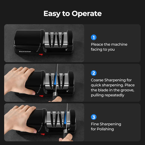 Dawnstar knife sharpener ergonomic handle provides a comfortable grip