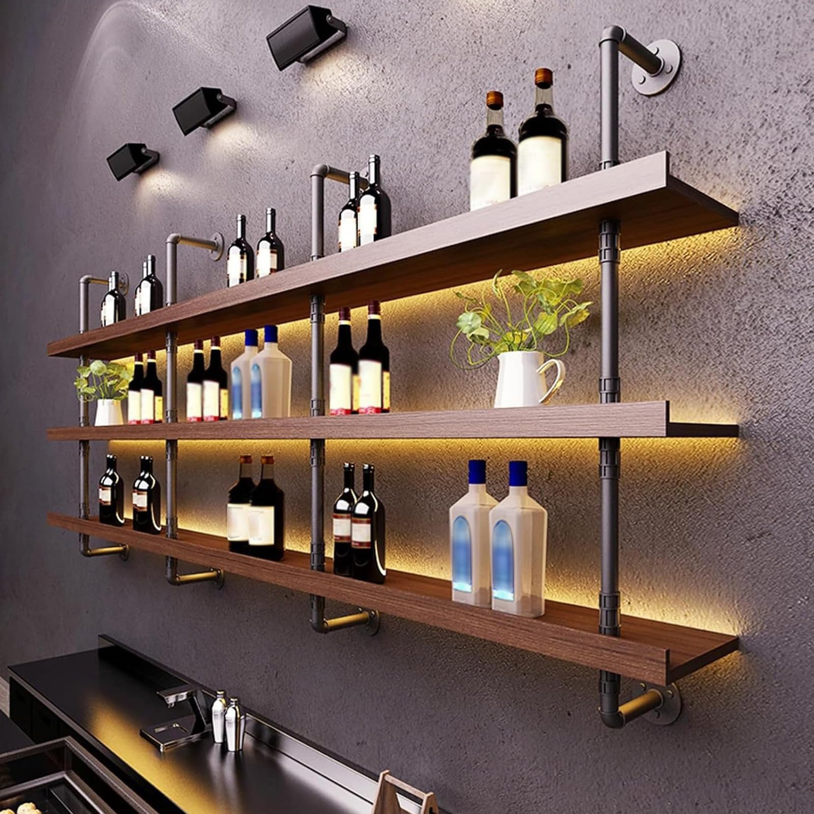Dawselod large wine rack wall-mount displays bottles neatly and securely