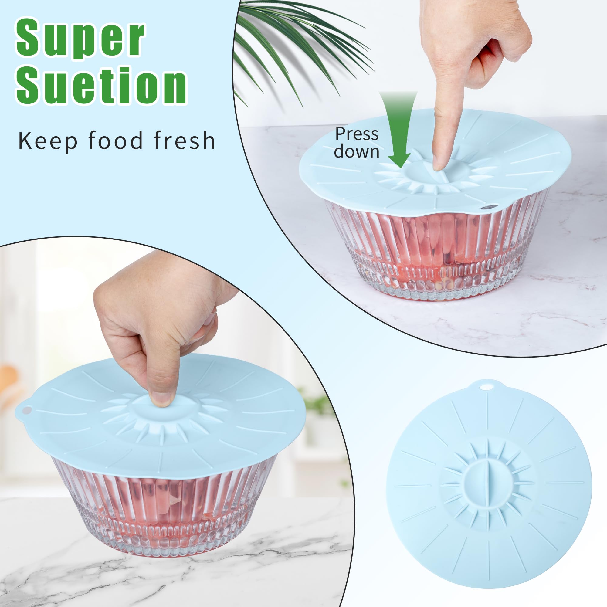 Daxiongmao silicone lids easy-grip handles simplify handling and protect hands from steam.
