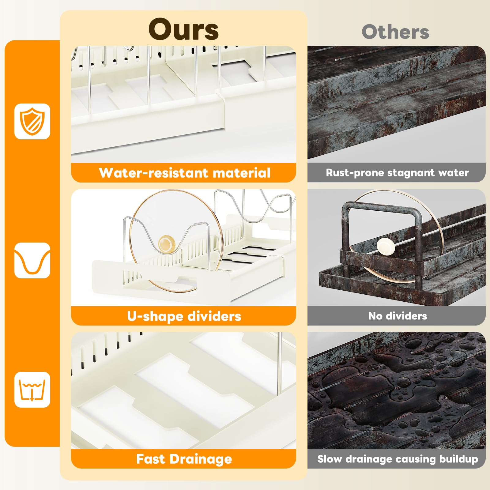 Dayacoco anti-rust metal construction ensures durable kitchen organization.