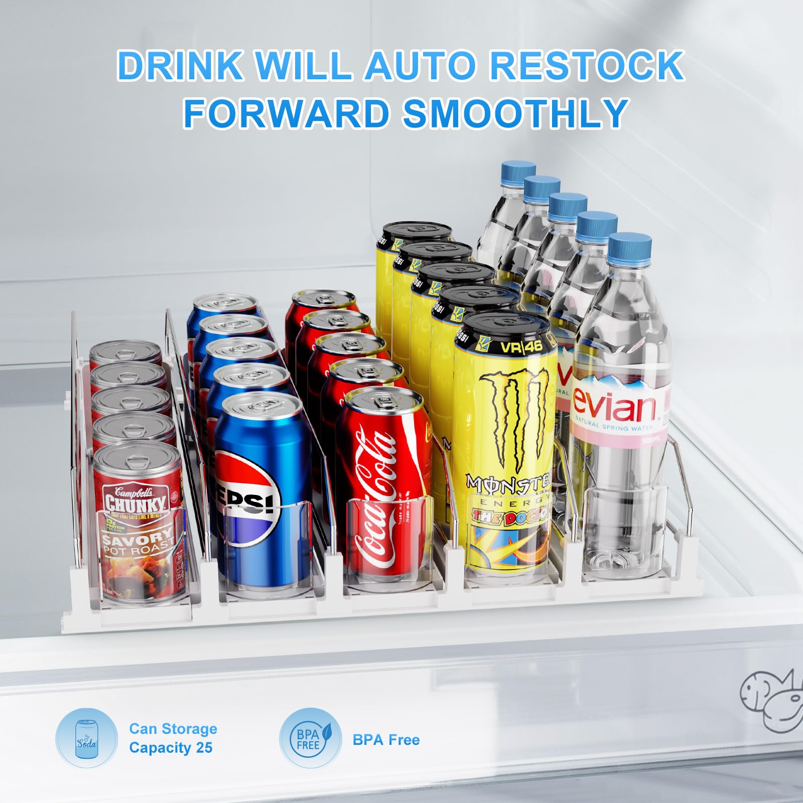 Dayacoco drink organizer multi-shelf storage keeps beverages visible and accessible.