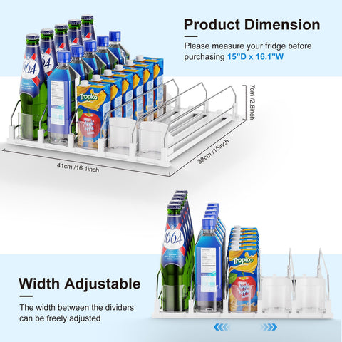 Dayacoco fridge can rack adjustable width keeps 12oz, 16oz, and 20oz cans tidy.