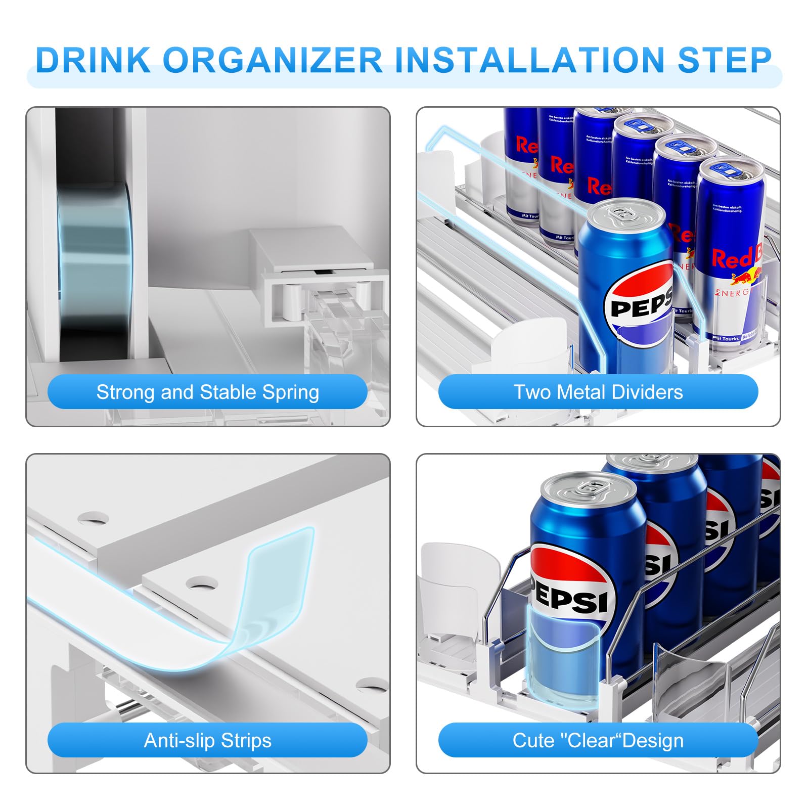 Dayacoco fridge organizer easy assembly with adhesive strips prevents slipping.