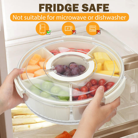 Dayacoco portable snack tray handle enables easy transport to outdoor settings.