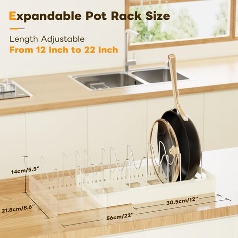 Dayacoco pot lid holder shows 10 compartments for secure, upright lid storage.