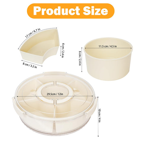 Dayacoco rotate tray with six compartments demonstrates easy access from every angle.