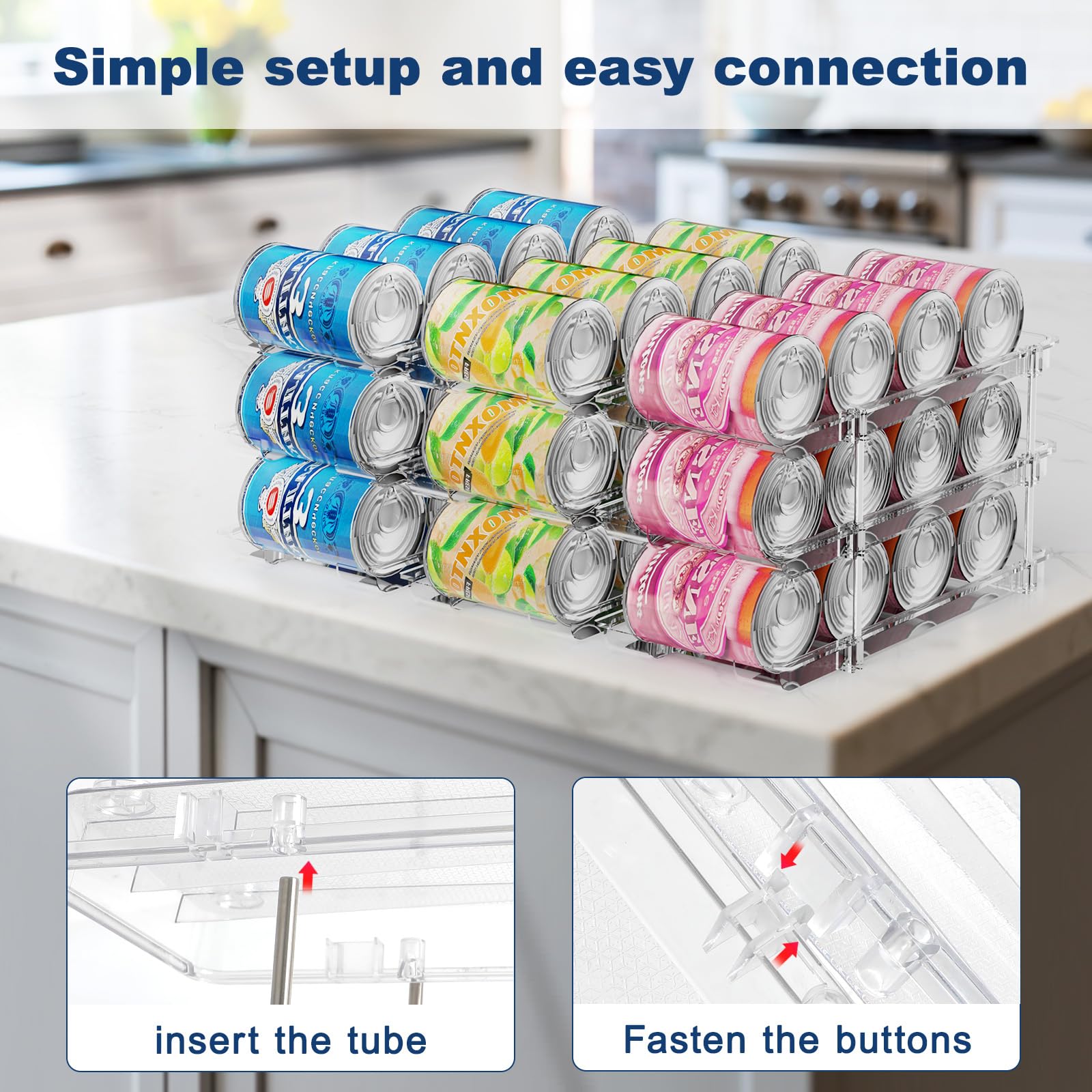 Dayacoco soda can rack stackable keeps cans neat and easy to grab.