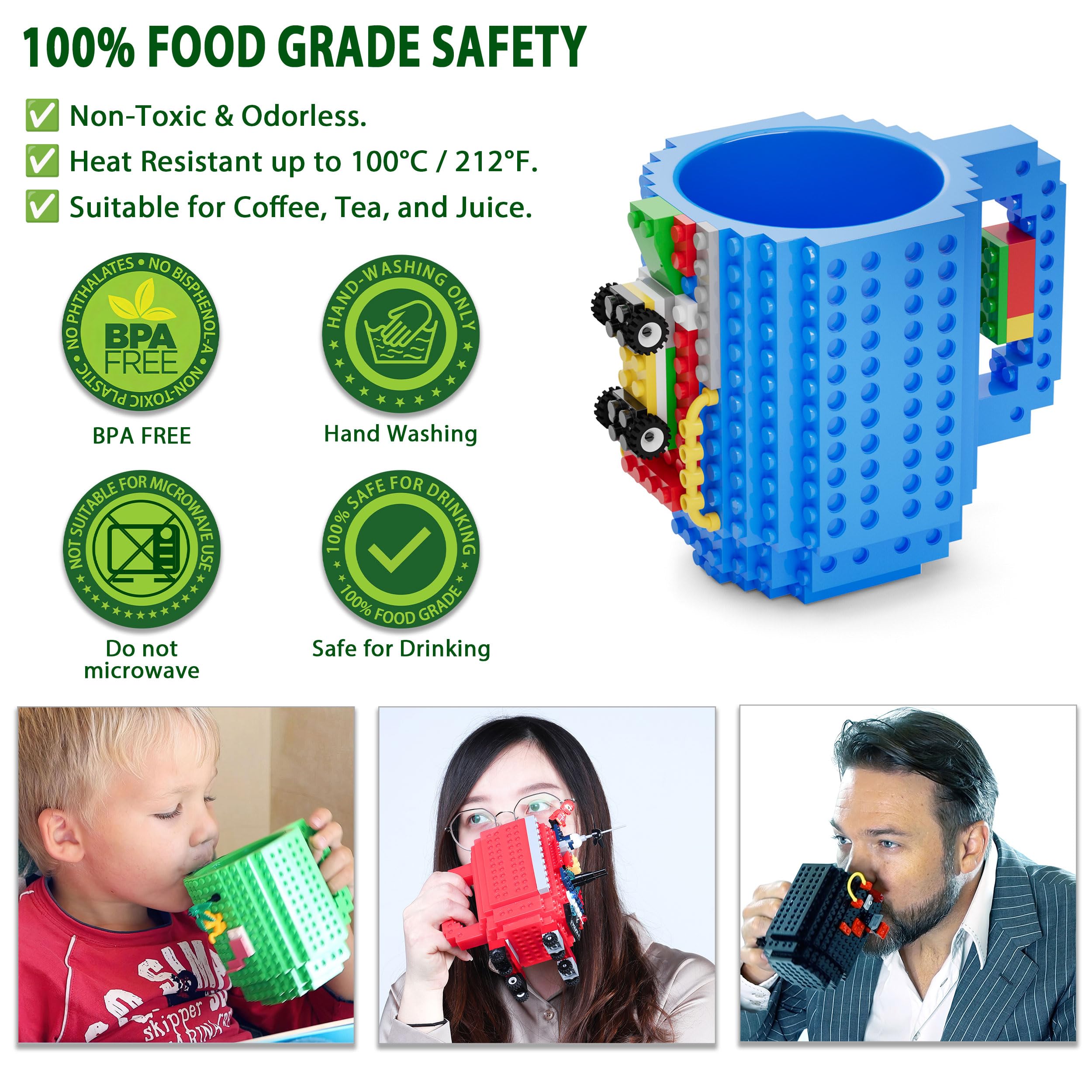 DAYMOO Build-on Brick Mug random packs, enables two brick models on your cup.
