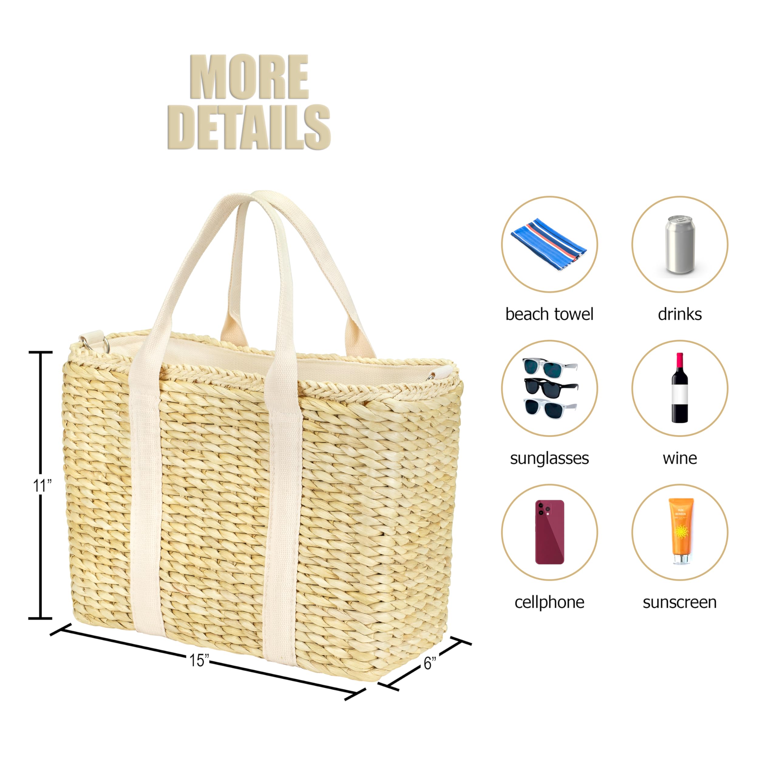 Daytani natural beige cooler bag complements any beach or pool outfit