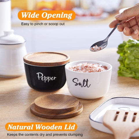 DAYYET acacia wood lid helps protect moisture and keep seasonings ready