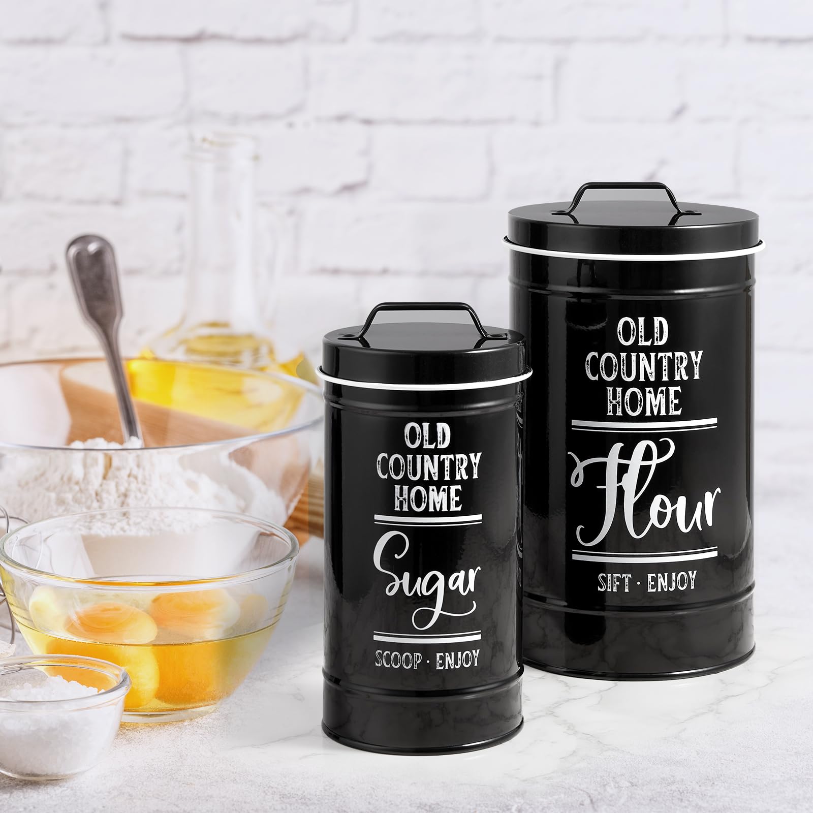 DAYYET kitchen decor in black canisters elevates countertop style.
