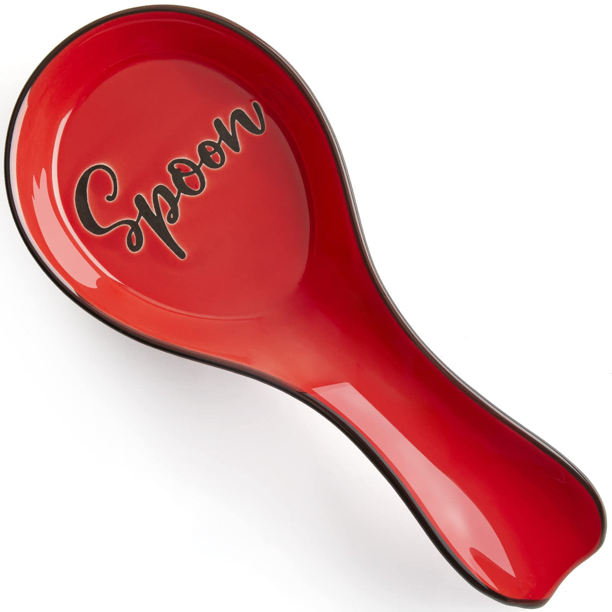 DAYYET ceramic spoon rest on stove top with red glaze, keeps counters clean