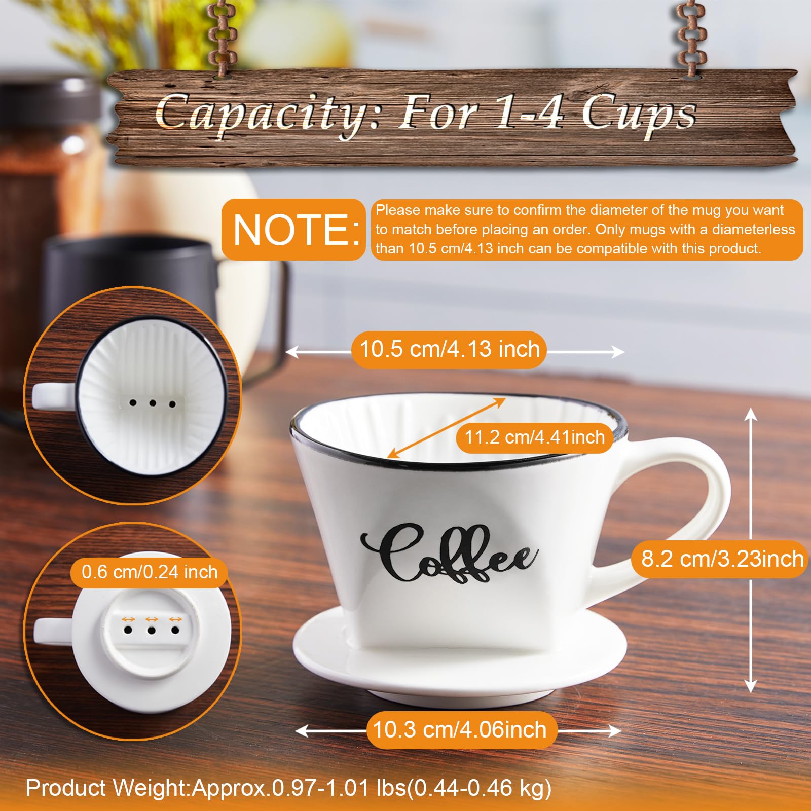 DAYYET pour-over dripper with rustic country design on kitchen counter