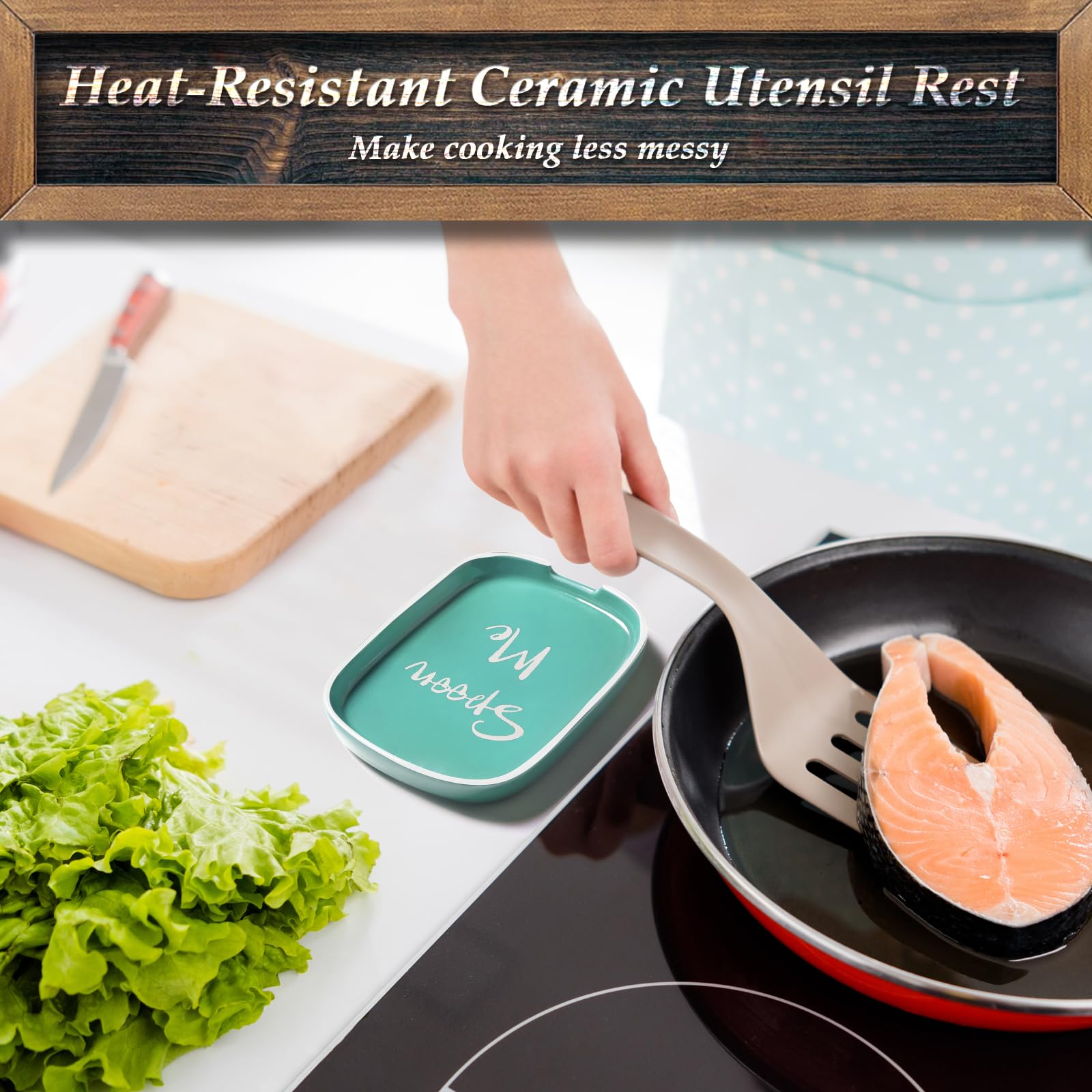 DAYYET country-design spoon rest adds rustic charm to kitchen decor.