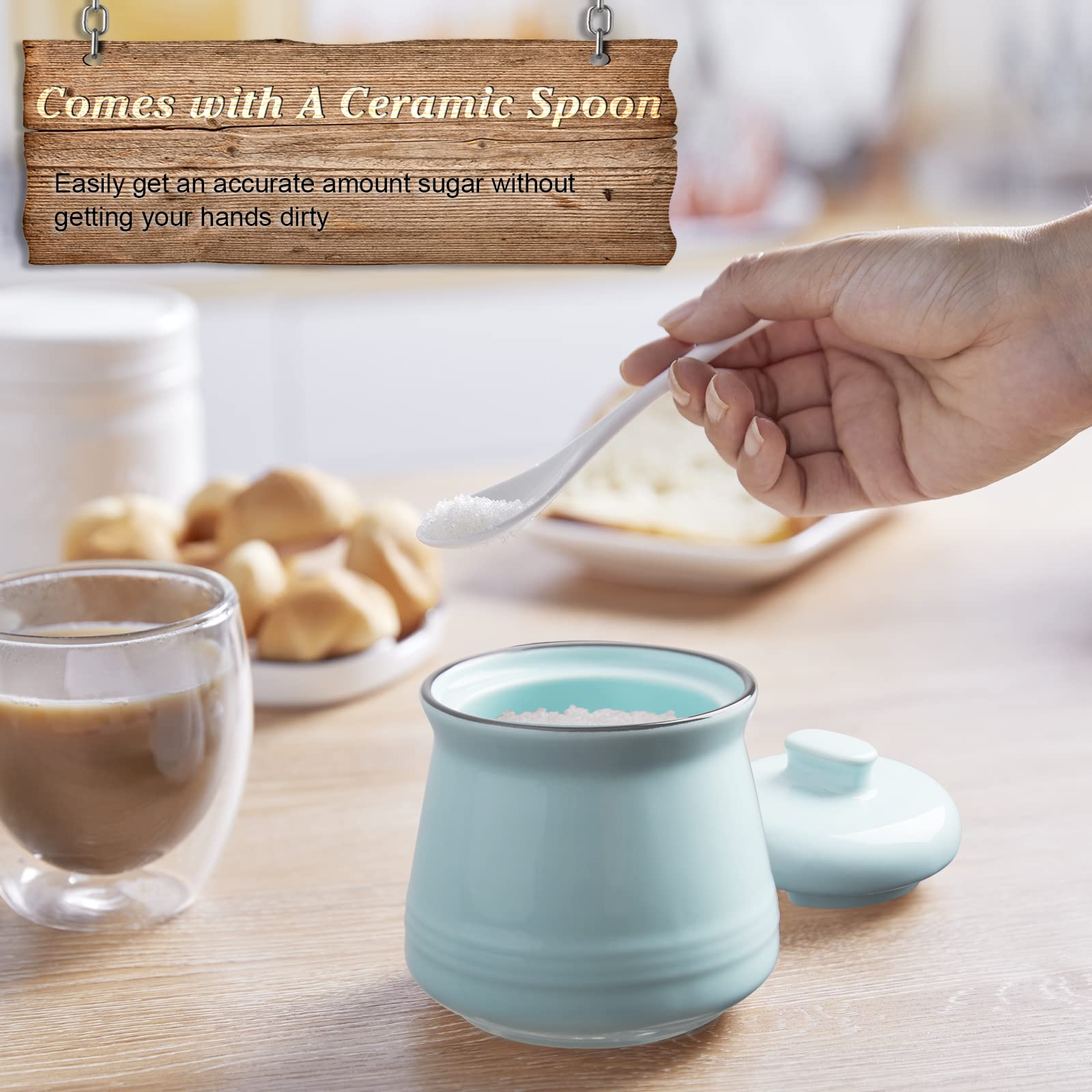 DAYYET country-design sugar bowl adds rustic charm to counters and coffee bars.