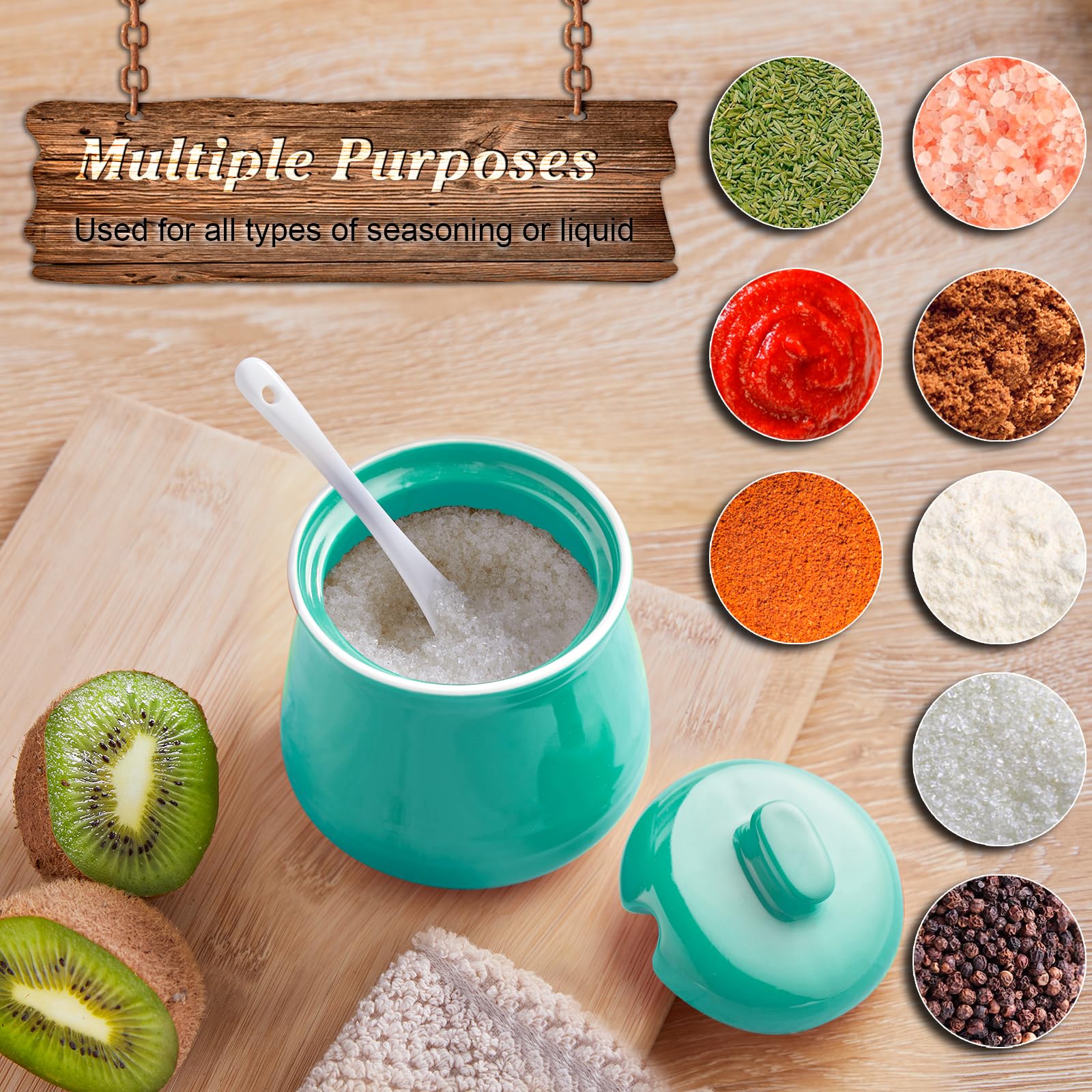 DAYYET 12 oz teal sugar bowl serves multiple kitchen roles.