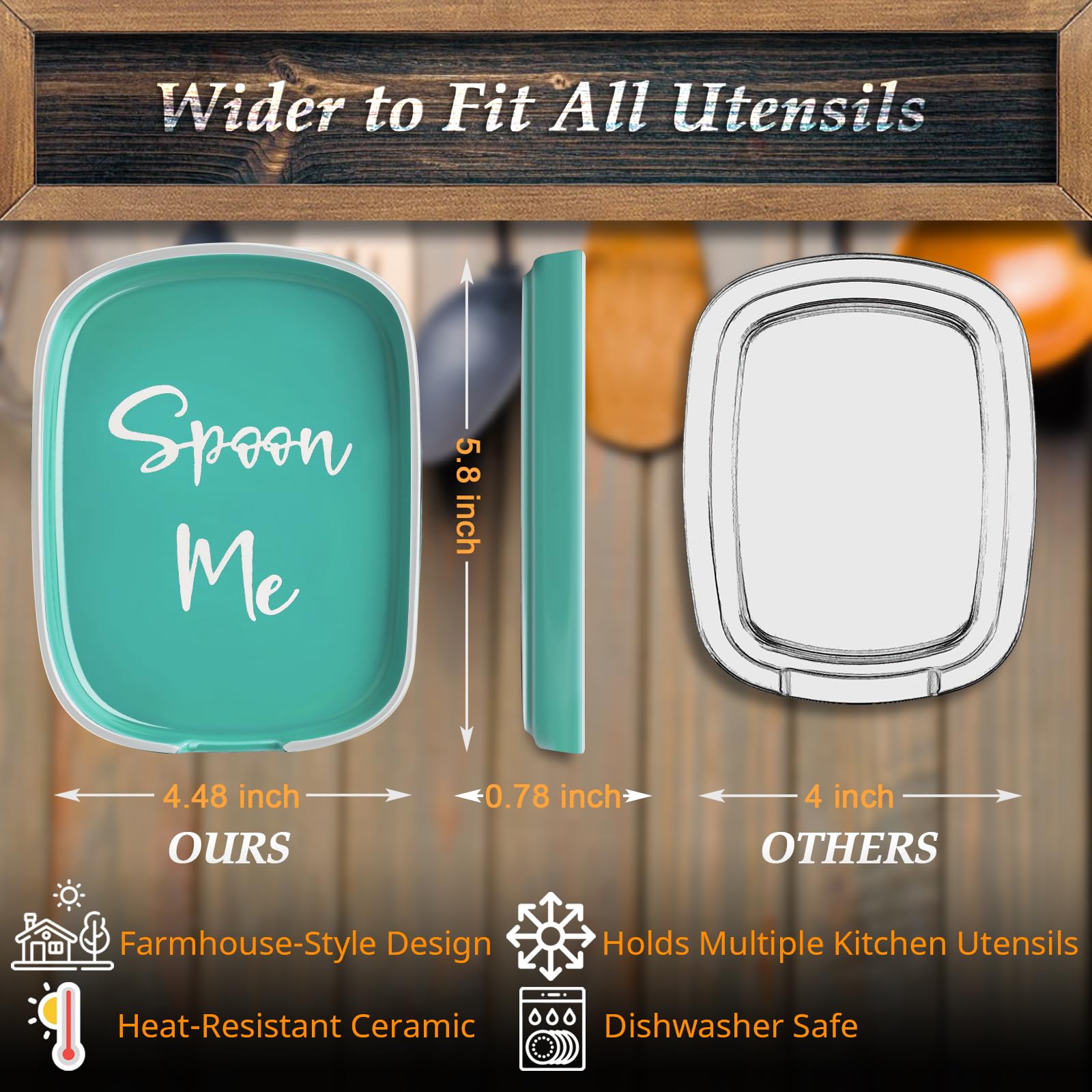 DAYYET heat-resistant ceramic spoon rest keeps surfaces protected.