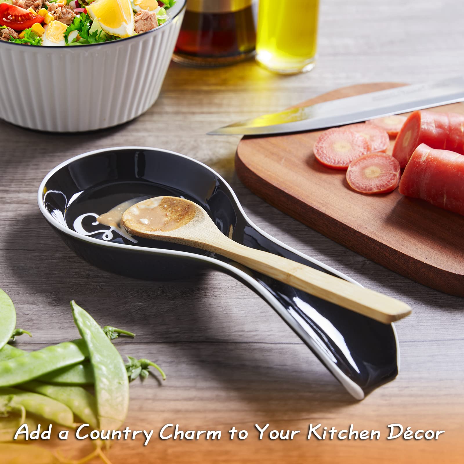 DAYYET large spoon holder in ceramic design supports big utensils securely.