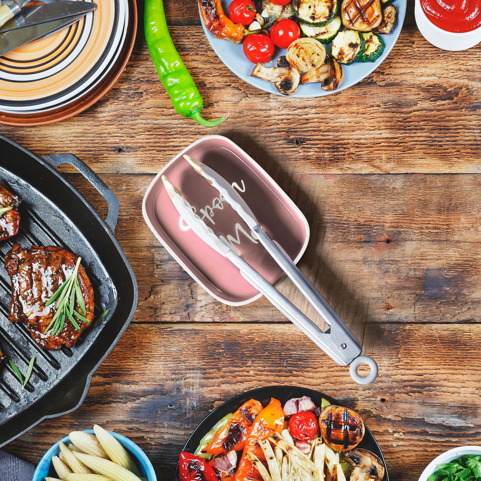 DAYYET large spoon rest holds multiple utensils without spills.