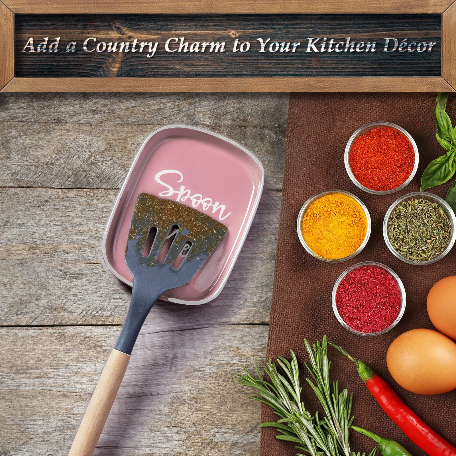 DAYYET pink spoon rest on counter adds rustic charm while catching drips.