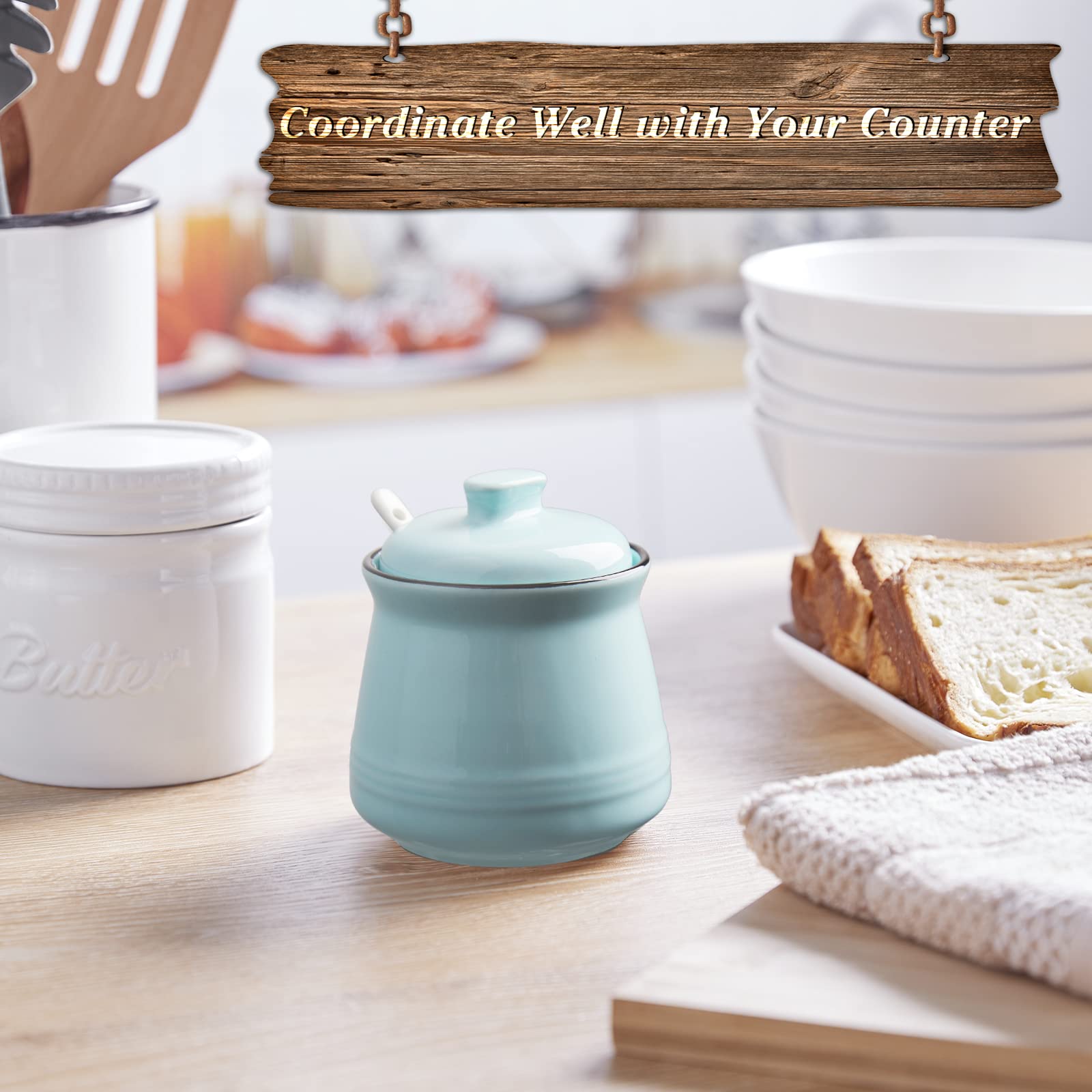 DAYYET safe ceramic sugar jar features durable, lead-free construction for everyday use.