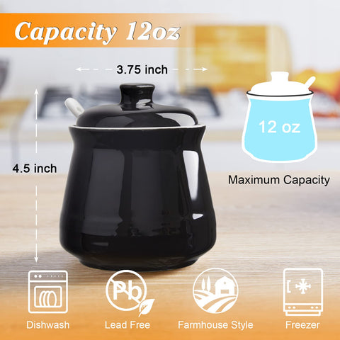 DAYYET sugar bowl lid and spoon slot design prevents losing the spoon
