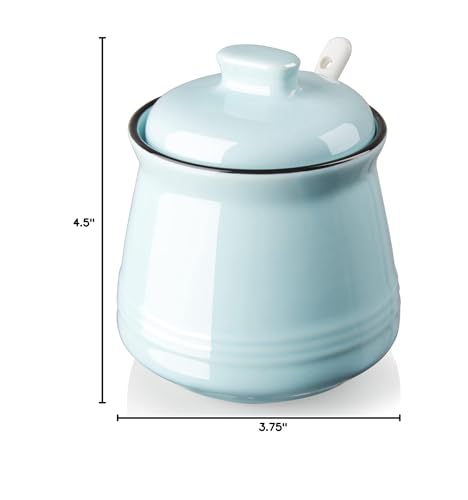 DAYYET sugar bowl with lid and spoon prevents spills and keeps contents fresh.