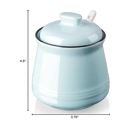 DAYYET sugar bowl with lid and spoon prevents spills and keeps contents fresh.