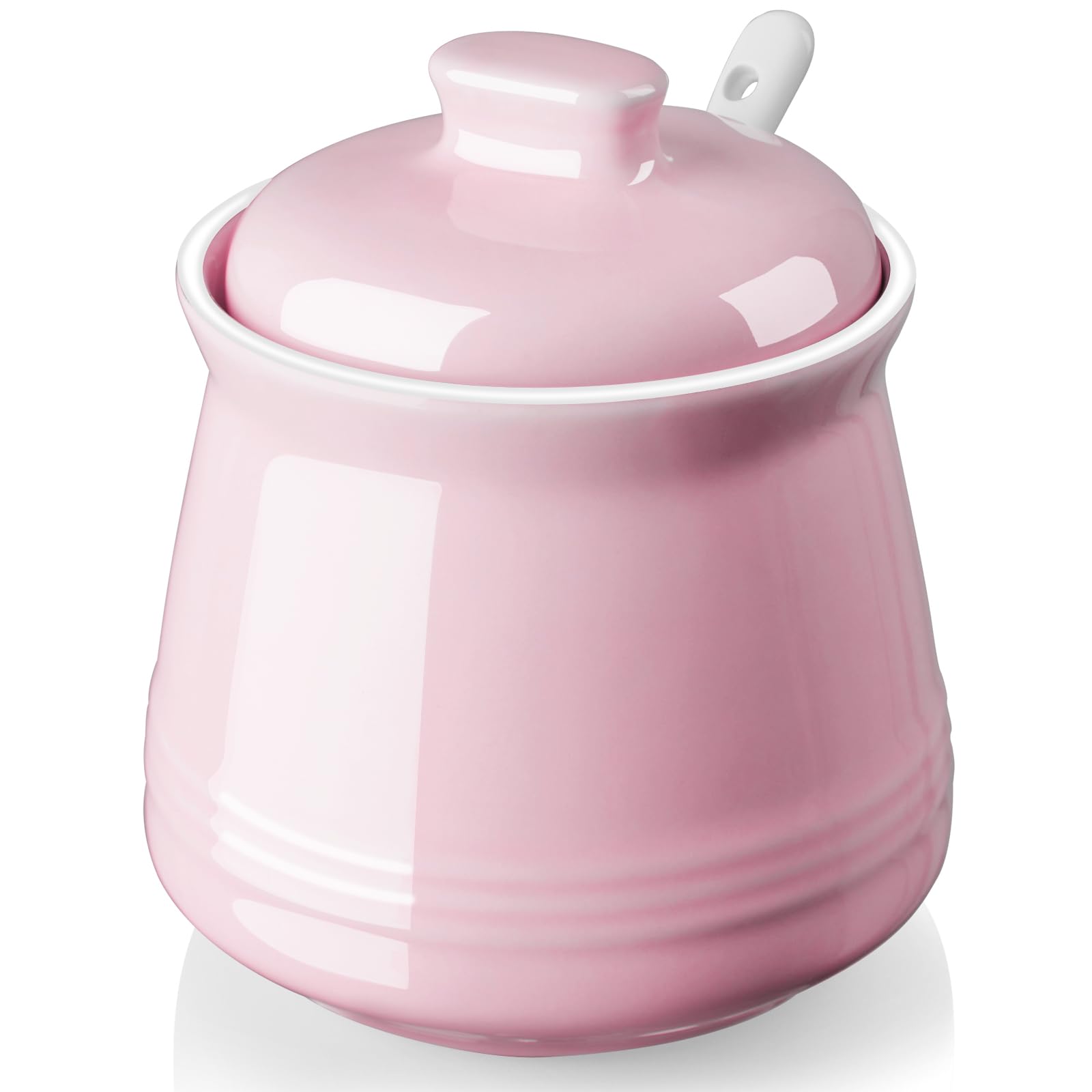 DAYYET sugar bowl with lid and spoon in pink keeps sugar clean and accessible.