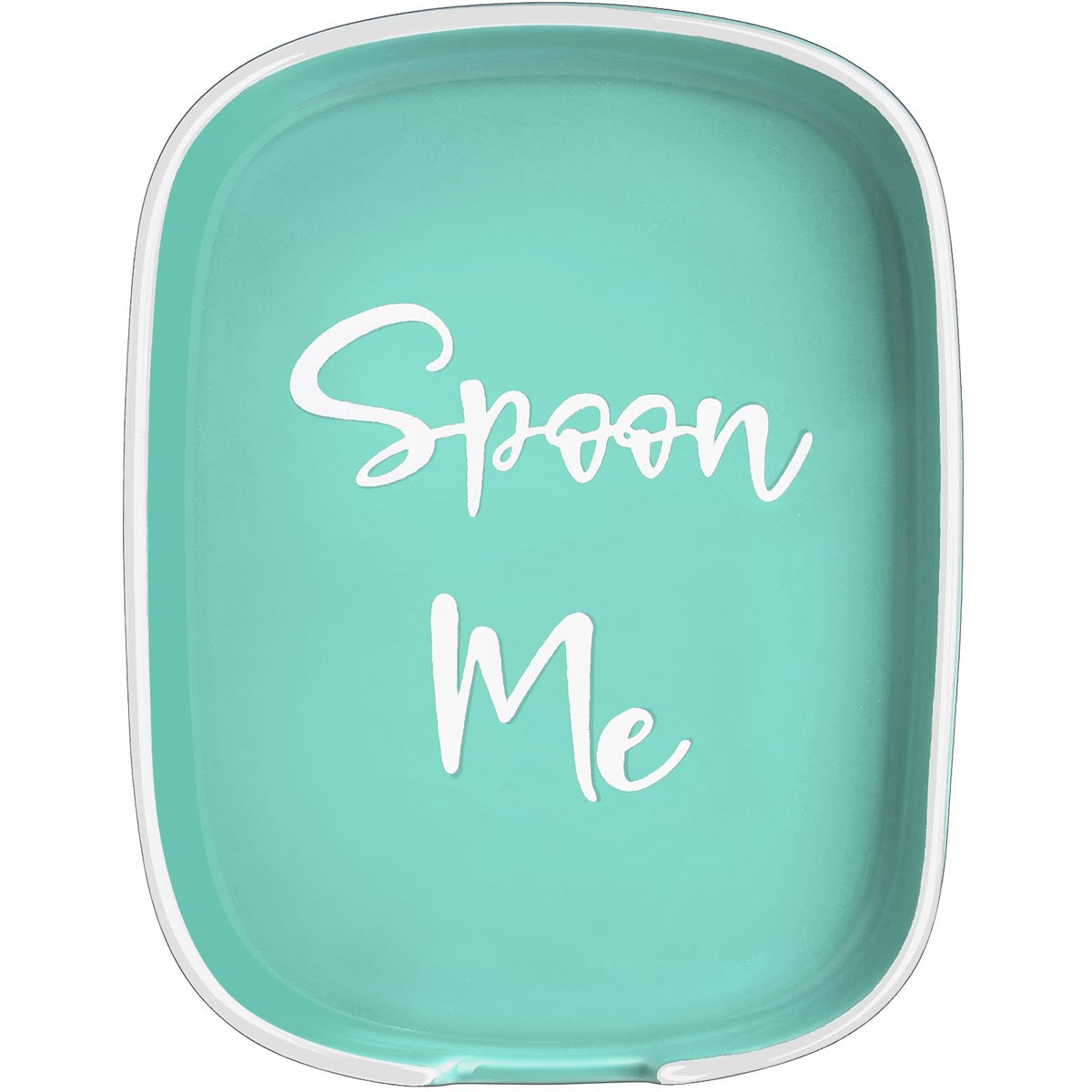 DAYYET teal ceramic spoon rest on stove top, catches drips for a cleaner cooktop.