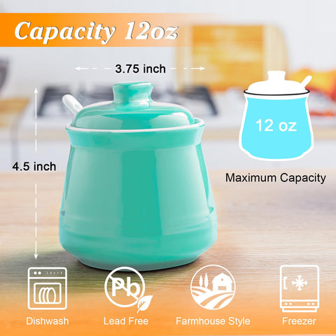 DAYYET teal sugar bowl with spoon highlights precise portioning for coffee or tea.