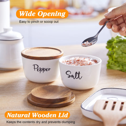 DAYYET white ceramic salt cellar on a countertop, modern rustic charm.