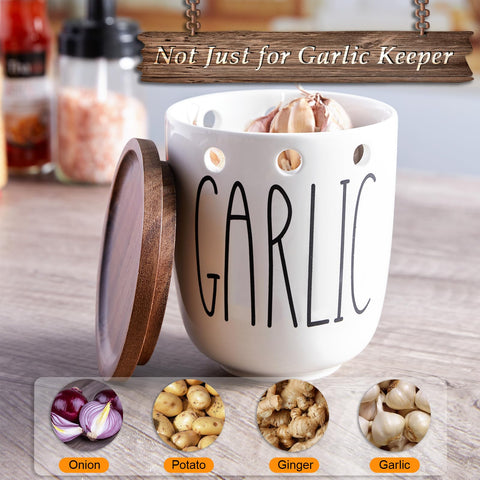 DAYYET white garlic keeper on counter ready for everyday prep