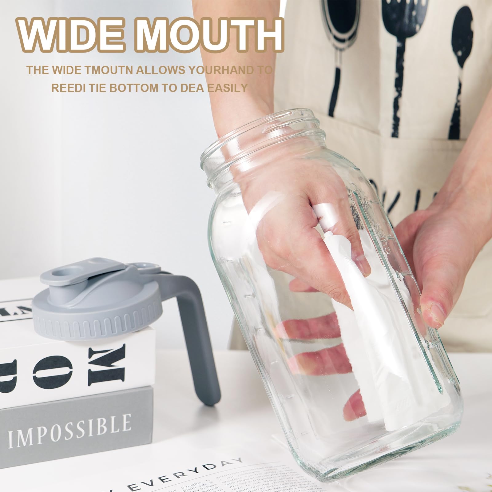 DAZHICN 64oz pitcher leak-proof seal preserves freshness in the fridge.
