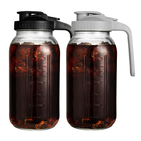 DAZHICN 64oz pitcher with lid on for leak-proof cold beverage storage.