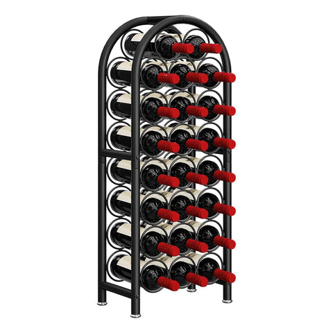 Dazioter wine rack holds 23 bottles in a sleek black floor-standing design.