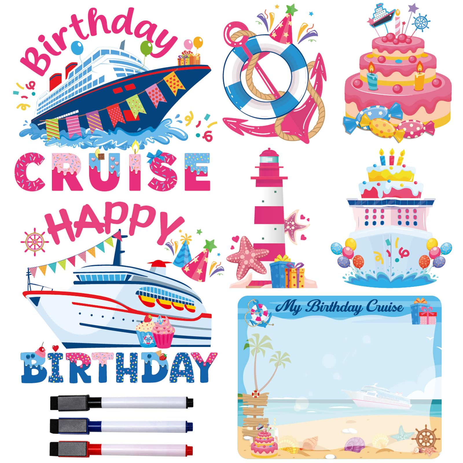Dazoratix birthday cruise magnet design 1 on a cabin door adds festive mood